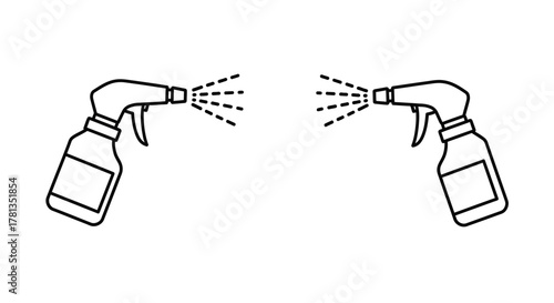 Black and white linear spray bottles with dotted spray effect