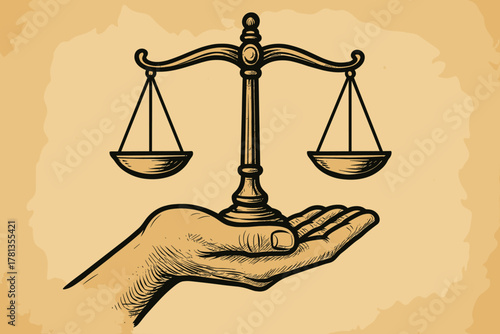 Hand holding an intricately detailed scales of justice, symbolizing balance and fairness in legal concepts.