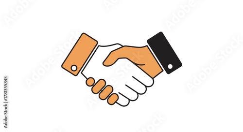 Business partnership handshake clipart in minimalist style with diverse design