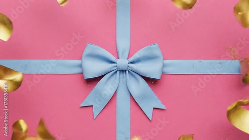 Opening Beautiful Gift Box With Ribbons and Big Bow. 5 videos in 1. Unpacking Gift 3d Animation Elements on Green Screen Alpha Channel. Untying Decorative Knot. 4k Ultra HD 3840x2160