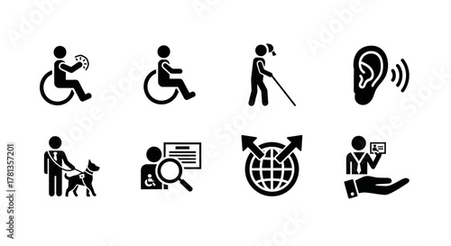 Inclusive pictograms showcasing accessibility and disability awareness icons
