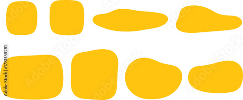 Abstract Yellow Shapes A Collection of Rounded Rectangles, Squares, and Organic Forms