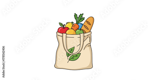 Eco-friendly grocery tote with fresh produce