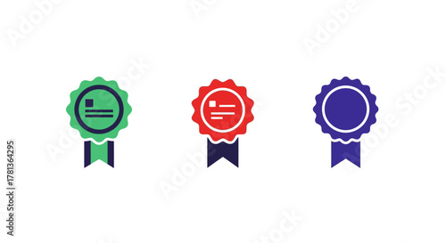 Colorful badge icons collection with ribbon designs