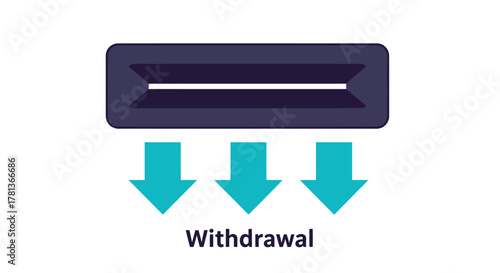 atm machine cash withdrawal concept with blue arrows a stark silhouette