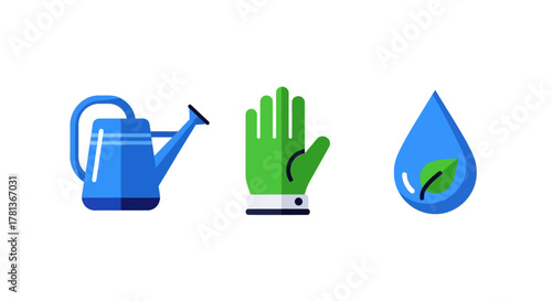 Gardening tools and nature elements in flat design