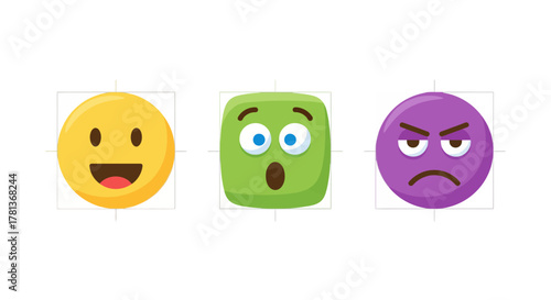 Colorful emoji set depicting diverse expressions in modern flat style