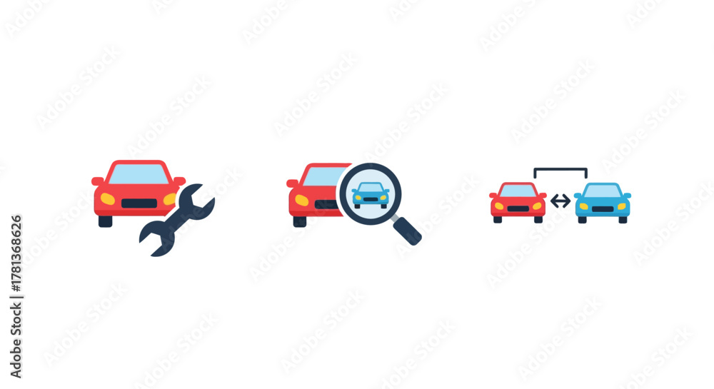 Naklejka premium Car maintenance and inspection icons for modern automotive services