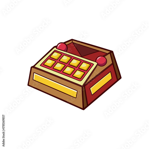 Cartoon lottery ticket machine isolated on white background