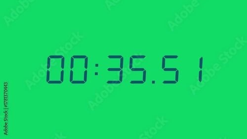 6 Digits Matte Navy Blue Digital Countdown Timer Starting at 00:40:00 (40 seconds) on Green Screen, Featuring High-Visibility LED Display. 4K Motion Graphics.