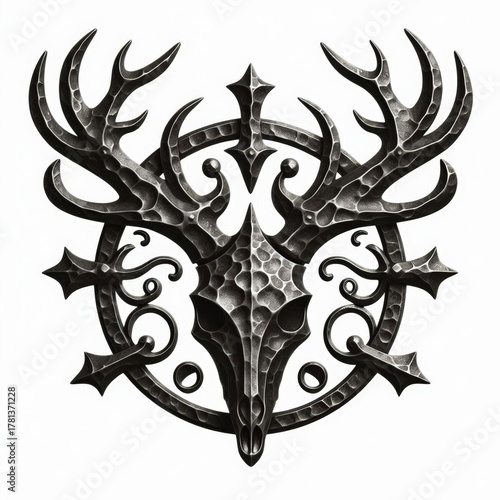 Forged Metal Deer Skull