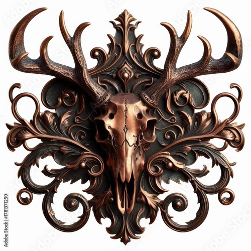 Forged Metal Deer Skull