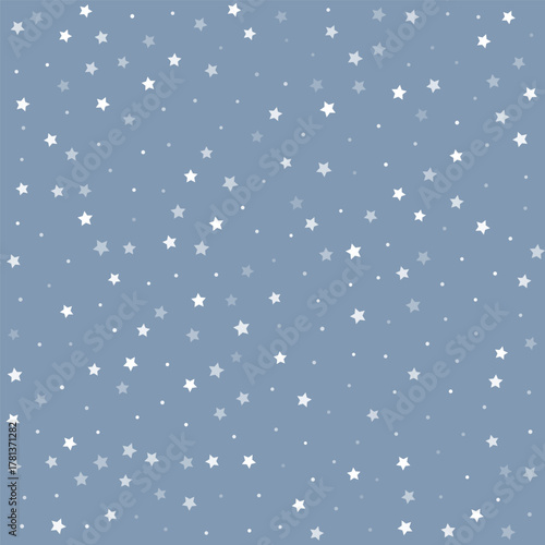 Stars and dots vector pattern, Christmas glitter confetti seamless background