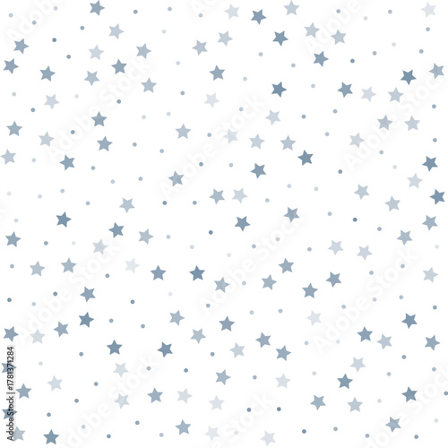 Stars and dots vector pattern, Christmas glitter confetti seamless background