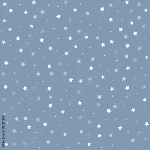 Stars and dots vector pattern, Christmas glitter confetti seamless background