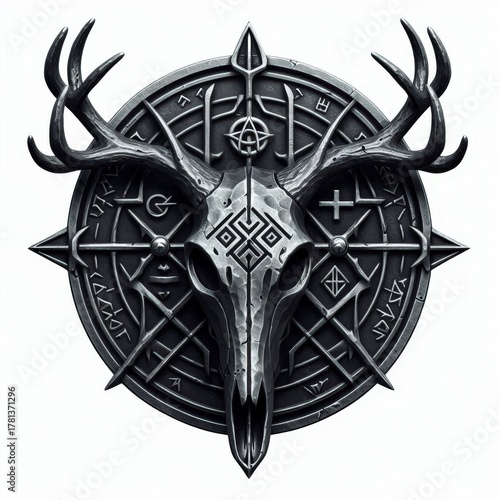 Forged Metal Deer Skull