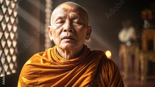 Serene Monk in Contemplation - A Moment of Peace and Reflection.