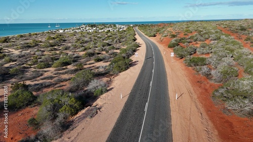 Photography Aerial drone view of Monkey Mia coastline Western Australia with turquoise water