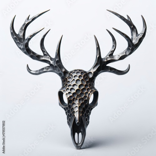 Forged Metal Deer Skull