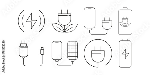 line icon about battery charging collection,go green element,battery icon