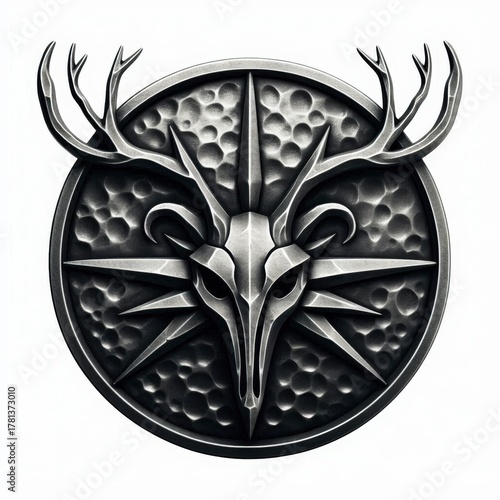 Forged Metal Deer Skull