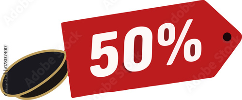 Hockey puck and 50 off sale tag.