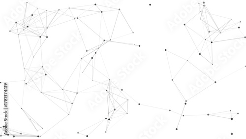 Abstract minimal geometric network background with black dots and connecting lines, modern polygonal communication structure, digital technology science visualization concept vector