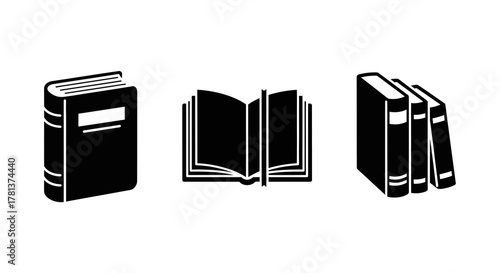 Minimalist book silhouettes representing reading and learning concepts