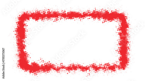 Abstract red paint splatter rectangular frame on white background, grunge ink border texture design, artistic splash color concept, modern creative art pattern vector illustration
