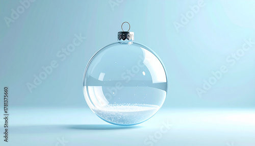 Transparent bubble ornament with white sphere copy space