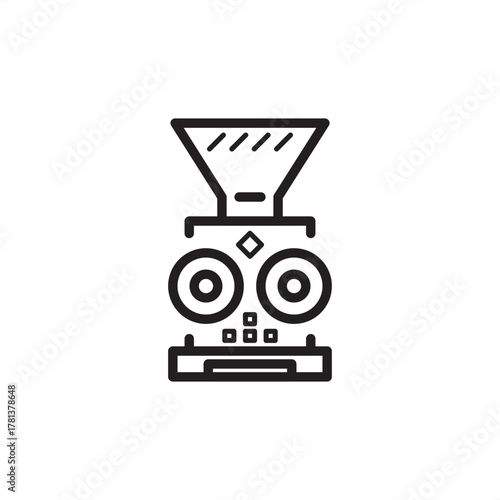 Ore crusher icon symbolizing industrial material grinding and size reduction, representing modern mineral processing, specialized mining equipment, and controlled material handling systems.