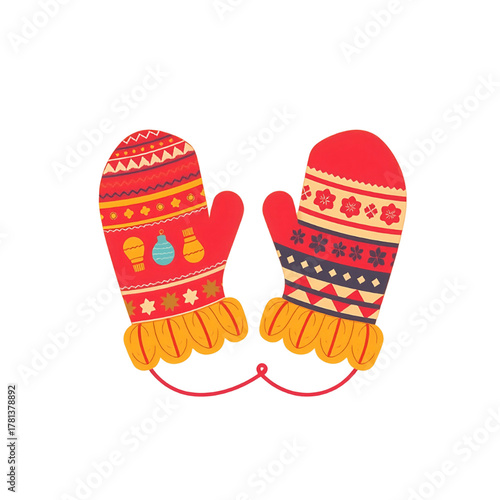 Christmas Mitten with Nordic Pattern Winter Clothing