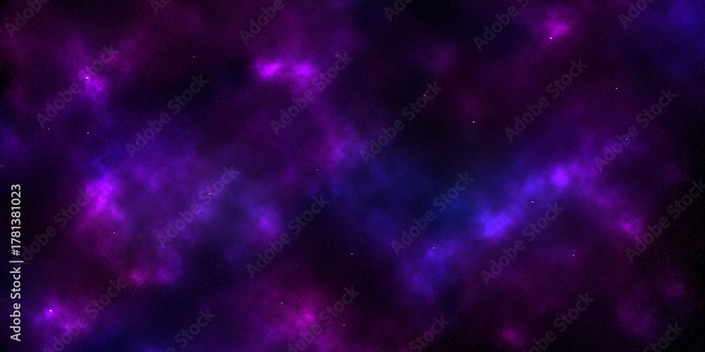 Obraz premium Purple blue galaxy space background. Cosmic nebula with glowing stars and soft gradient clouds. Abstract deep universe texture with sparkle and light glow. Ideal for design, backdrop, or overlay use.