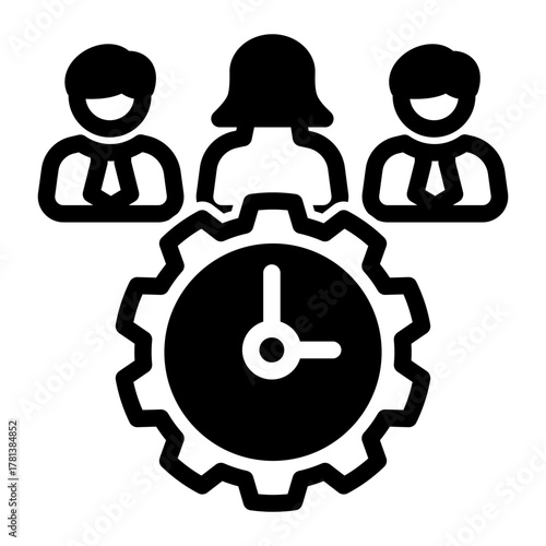 Group Work Team Management Icon from Time Management Collection (Mixed Style)
