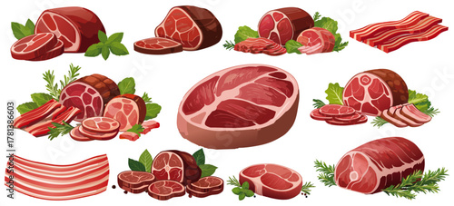 ステーキ肉ベクターイラストセット