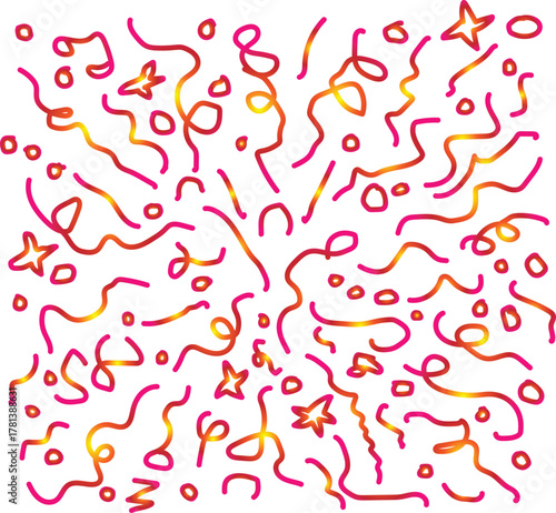 Abstract Color Rainbow Gradient Shapes Set. Vector Graphic with Wavy Lines in Bright Colors. Colorful Fluid Wave Pattern. Squiggly Design Elements.