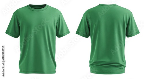 Green crew neck t-shirt, front & back views