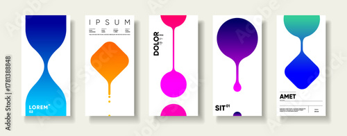 Wallpaper Mural A set of five modern abstract posters featuring vibrant gradient shapes and minimalist typography. Each design showcases unique color combinations and geometric forms Torontodigital.ca