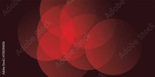 Abstract minimalist banner background, color red gradations. Circle effect style geometric simple art