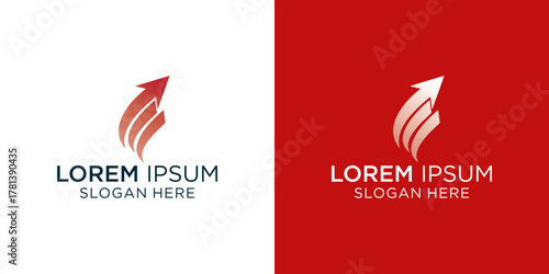 Modern arrow logo template for dynamic business growth and financial success, perfect for branding and corporate identity, showcasing upward trends and investment strategies with elegant design