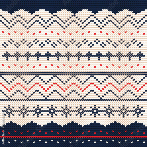 Christmas Knitted Seamless Pattern Background Vector Design.