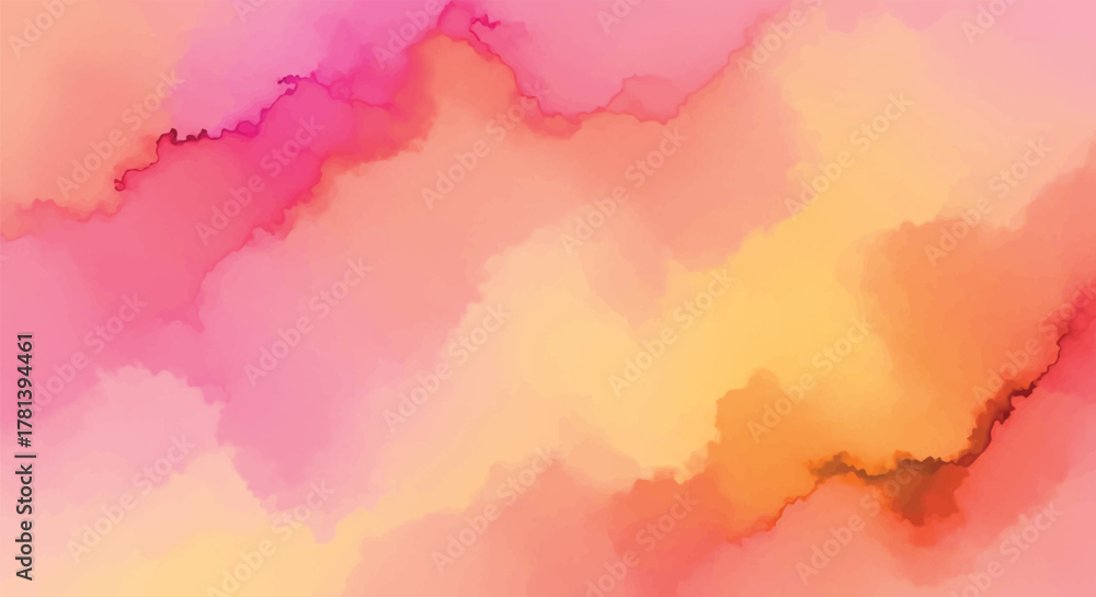 Obraz premium Abstract watercolor texture in pink and yellow hues with organic patterns
