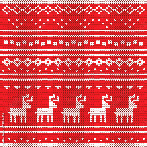 Christmas Knitted Seamless Pattern Background Vector Design.
