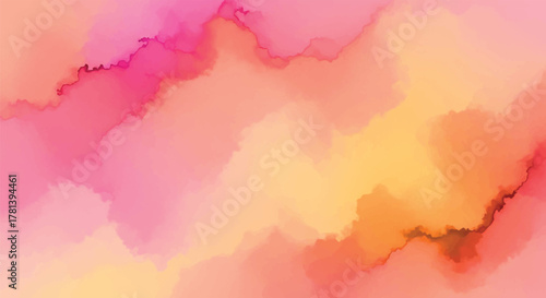 Abstract watercolor texture in pink and yellow hues with organic patterns