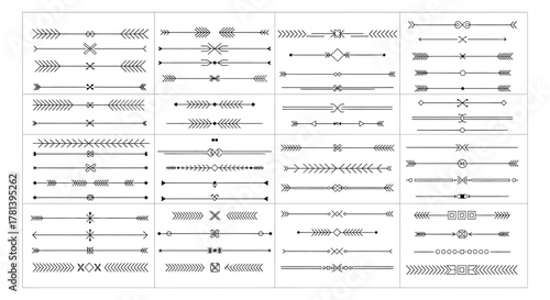 Collection of handdrawn arrow dividers and ornamental lines