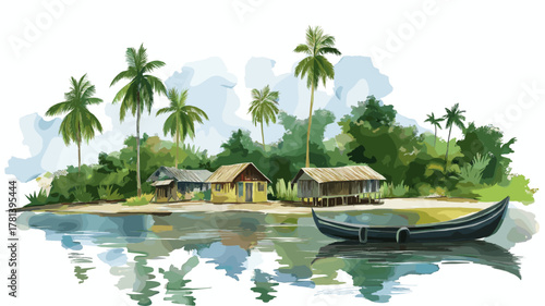 Bartica. Bartica hand drawn watercolor illustration