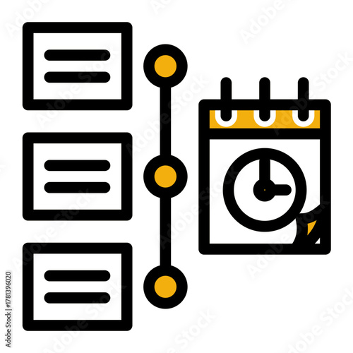 Task Scheduling and Timeline Planning Icon from Time Management Collection (Outline Color Lineal Style)