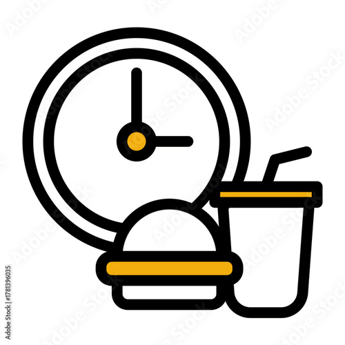 Coffee Break Time and Rest Period Icon from Time Management Collection (Outline Color Lineal Style)