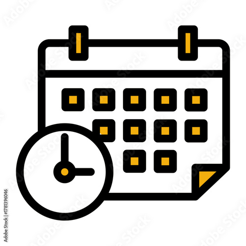 Schedule Date Planning Calendar Icon from Time Management Collection (Outline Color Lineal Style)