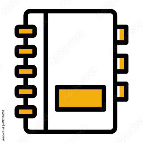 Education Notebook Agenda Planning Icon from Time Management Collection (Outline Color Lineal Style)